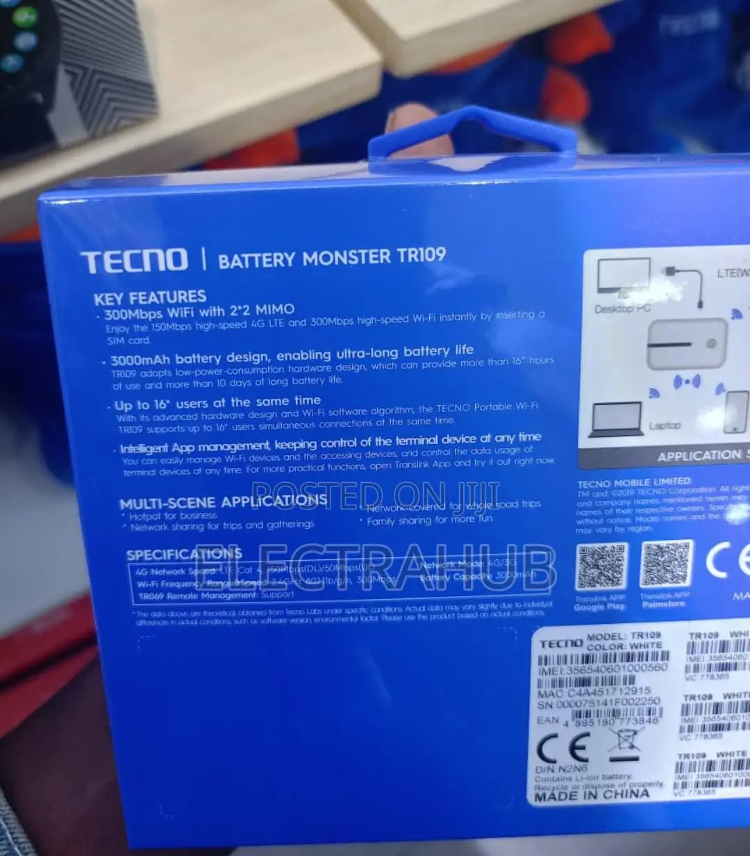 Tecno 4g Portable
Mifi Battery Monster New Sealed