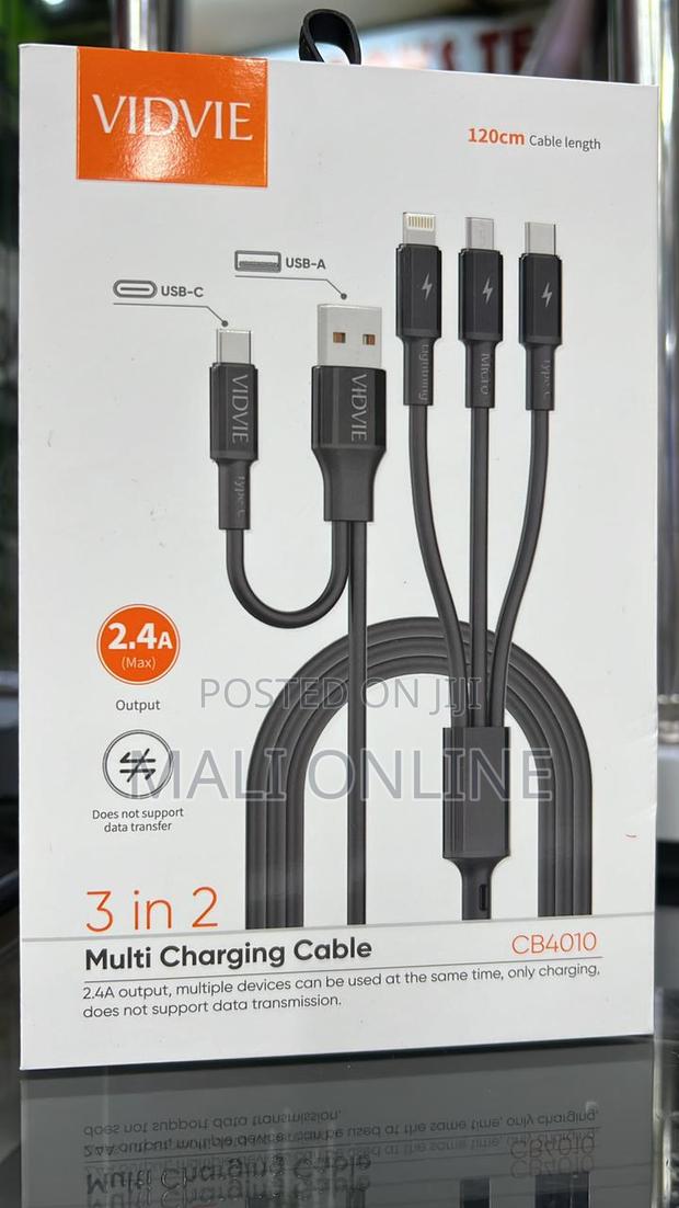 Vidvie 3-in-2 Multi-Charging Cable 2.4A Fast Charger - main view