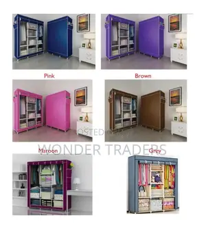 3 Collum Portable Metallic Cloth Wardrobe
