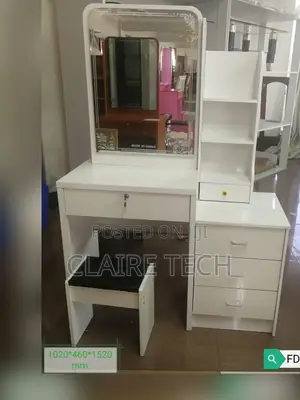 White Dressing Mirror With Sliding Mirror.