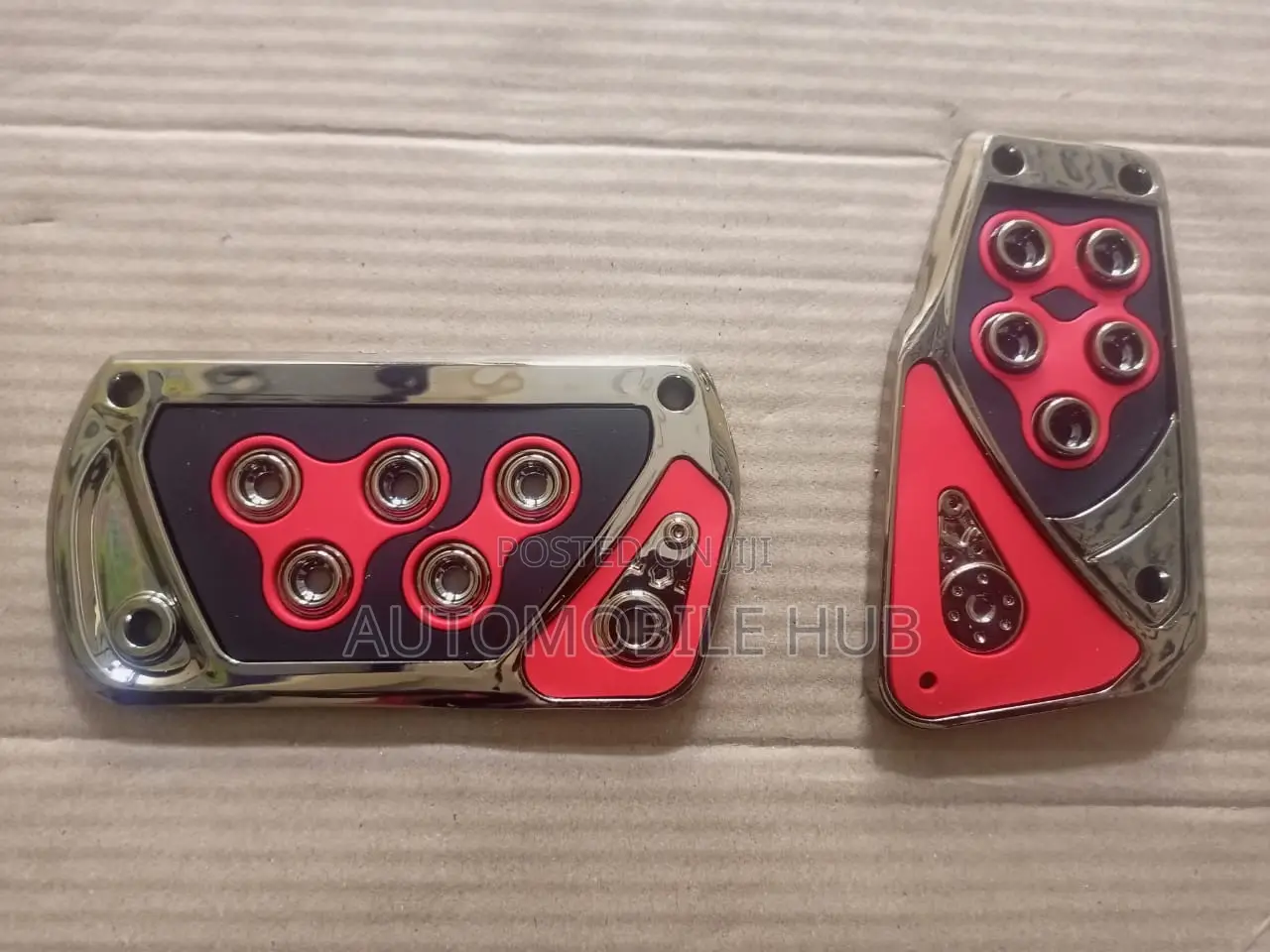 Red and Black Automatic Pedals Pads for Cars