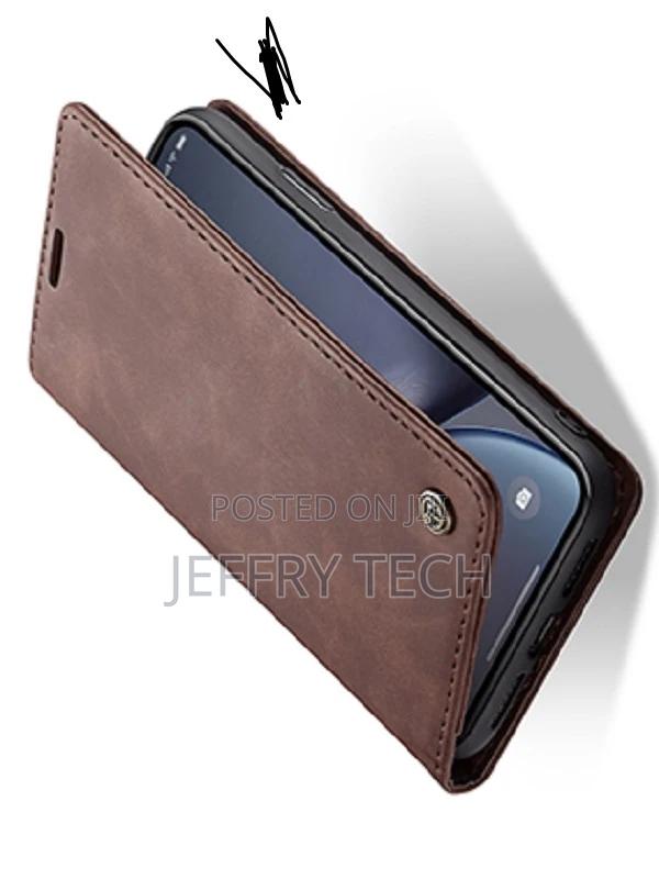 Leather Wallet Case With Stand for iPhone XR - Chocolate