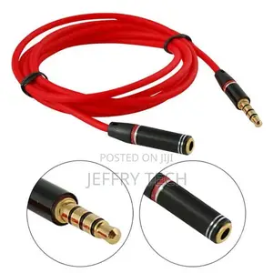 1.2m 3.5mm Male to Female 4 Pole AUX Extension-Red