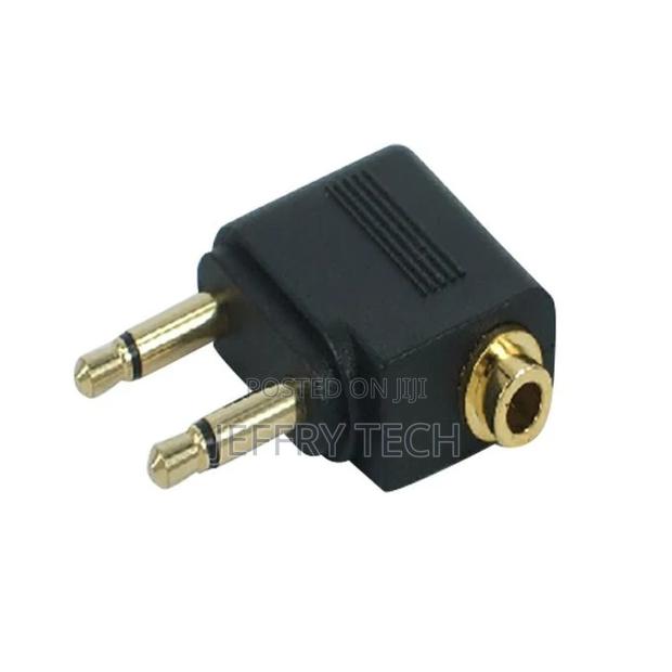 3.5mm Female to 2 Male Stereo Airplane Headset Ear Audio- - main view