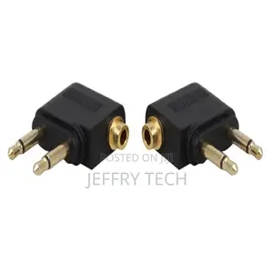 3.5mm Female to 2 Male Stereo Airplane Headset Ear Audio-