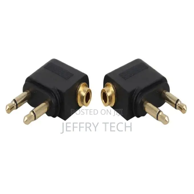 3.5mm Female to 2 Male Stereo Airplane Headset Ear Audio-