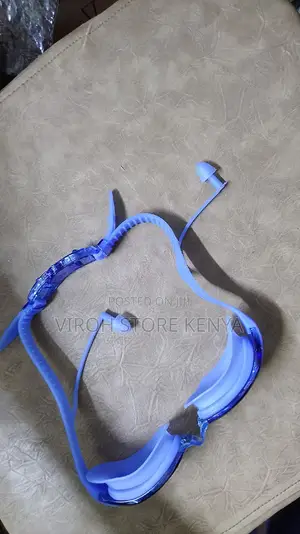 Blue Silicone Swimming Goggles + Earbuds