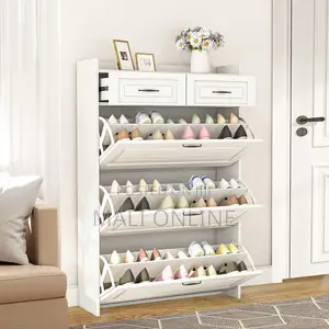 3 Tiers Shoe Cabinet With 3 Large Bucket Flip Drawer