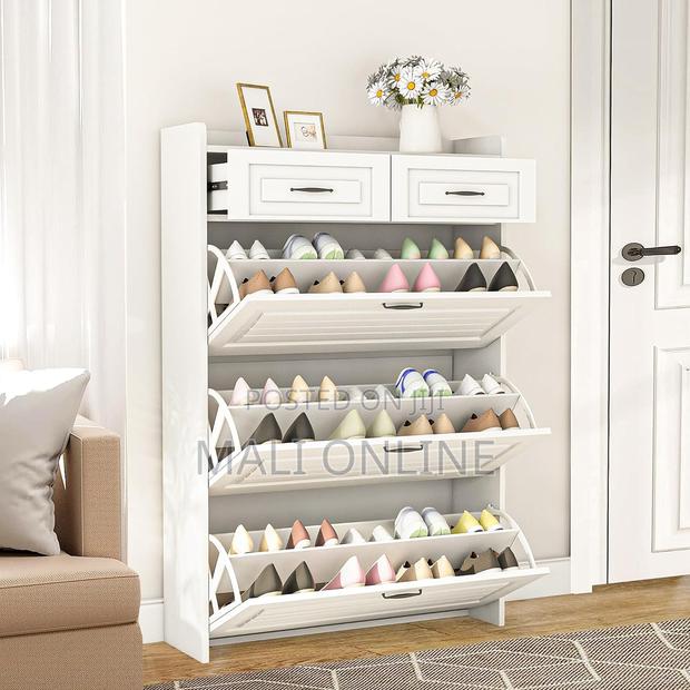 3 Tiers Shoe Cabinet With 3 Large Bucket Flip Drawer