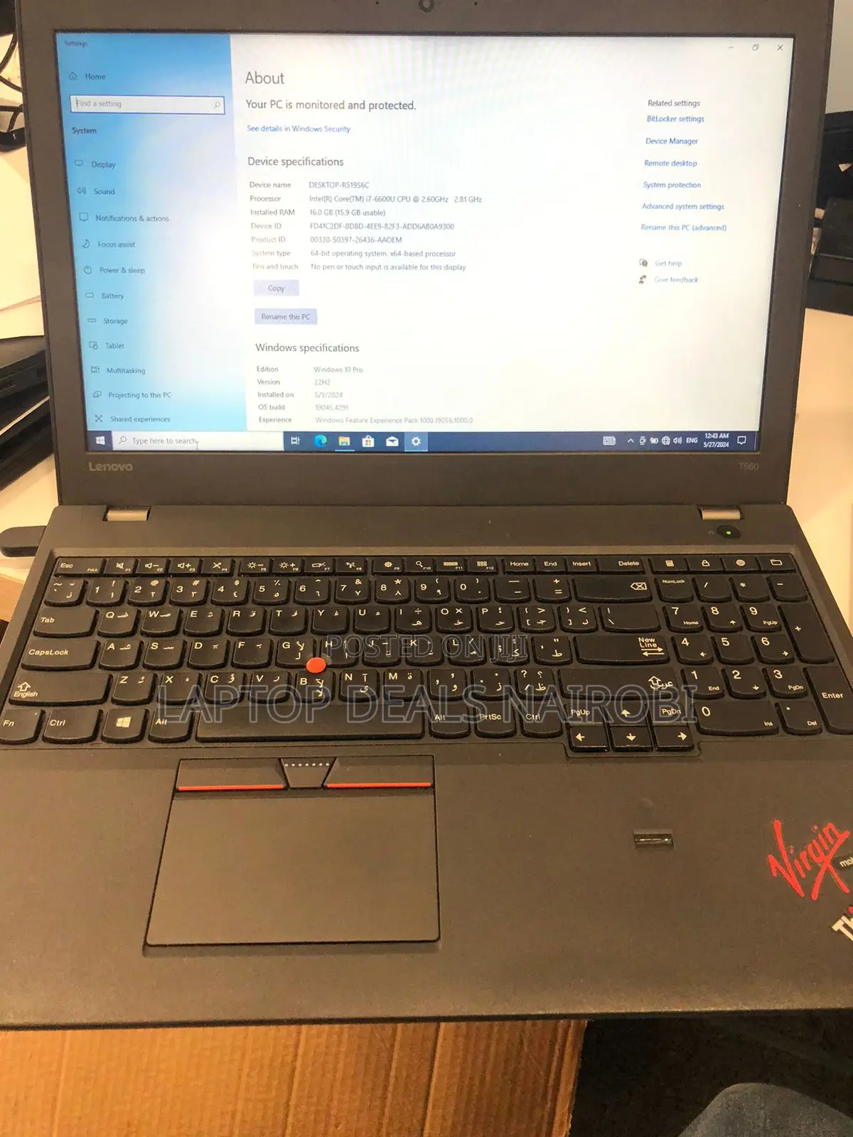 Laptop Lenovo ThinkPad T560 8GB Intel Core I5 HDD 500GB