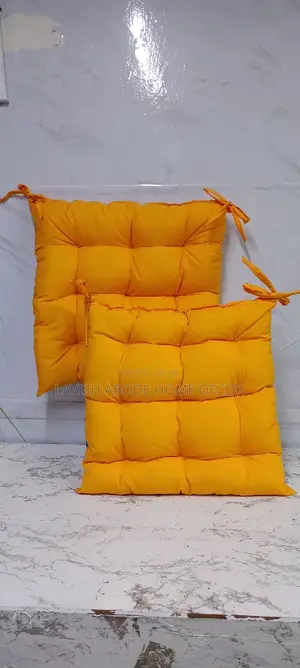 Chair Pads Padded Chair Cushion (Mustard) With Secure Ties
