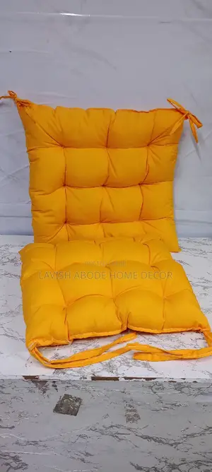 Chair Pads Padded Chair Cushion (Mustard) With Secure Ties