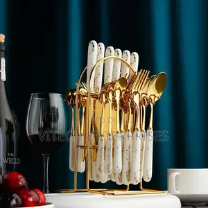 24pcs Marble Cutlery Set