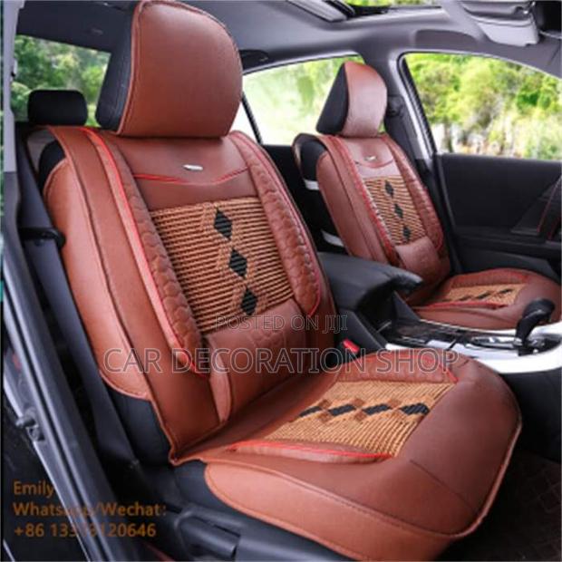 Brown Chocolate Leather Seat Cubion Fitted on 5 Seat Cat - main view