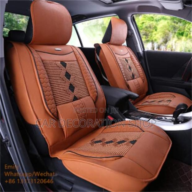 Brown Chocolate Leather Seat Cubion Fitted on 5 Seat Cat - thumbnail 2