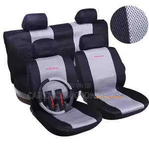 5 Seater Cars Grey Black Fabric Cloth Seat Covers