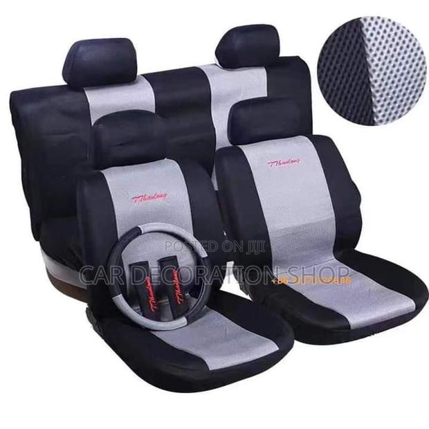 5 Seater Cars Grey Black Fabric Cloth Seat Covers