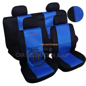5 Seater Blue Black Car Seat Cloth Cushion Covers
