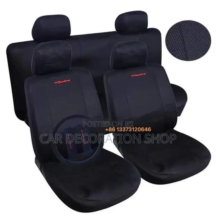 5 Seater All Black Seat Covers With Steering Wheel Cover