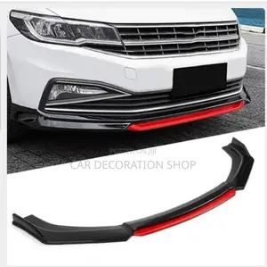 Car Installed With Red Black Adjustable Front Plastic Lip