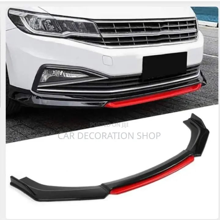 Car Installed With Red Black Adjustable Front Plastic Lip