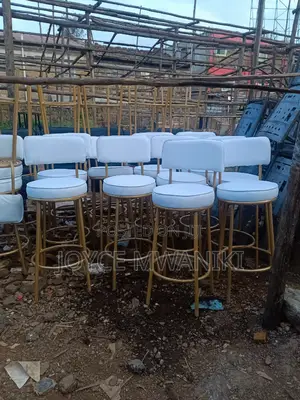 Counter Stools or Bar Stools, White and Gold 