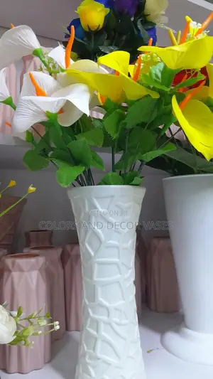 Plastic Vase and Flowers Lilies