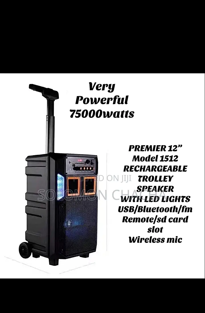 Premier 75000W Rechargeable Trolley Speaker