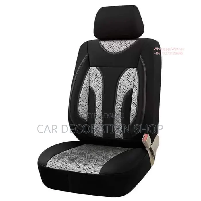 Leather With Grey Fabric Seat Covers for 5 Seater