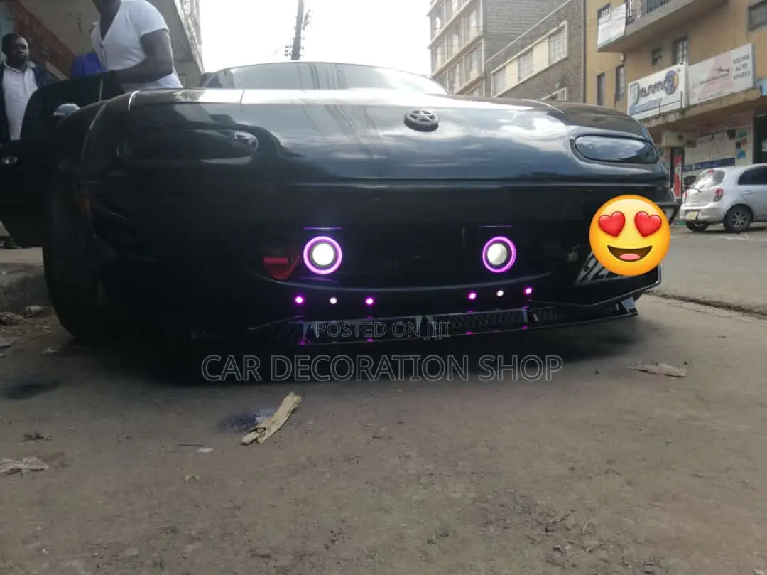 Car Fitted With 2pc Colored Angel Eyes Fog Lights