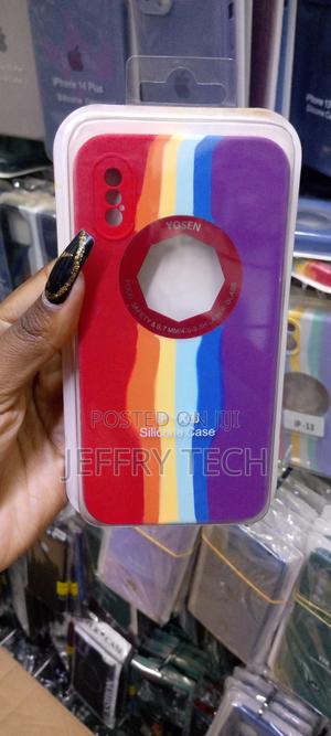 Apple iPhone X Shockproof Liquid Rainbow Silicone Back Case - thumbnail 2