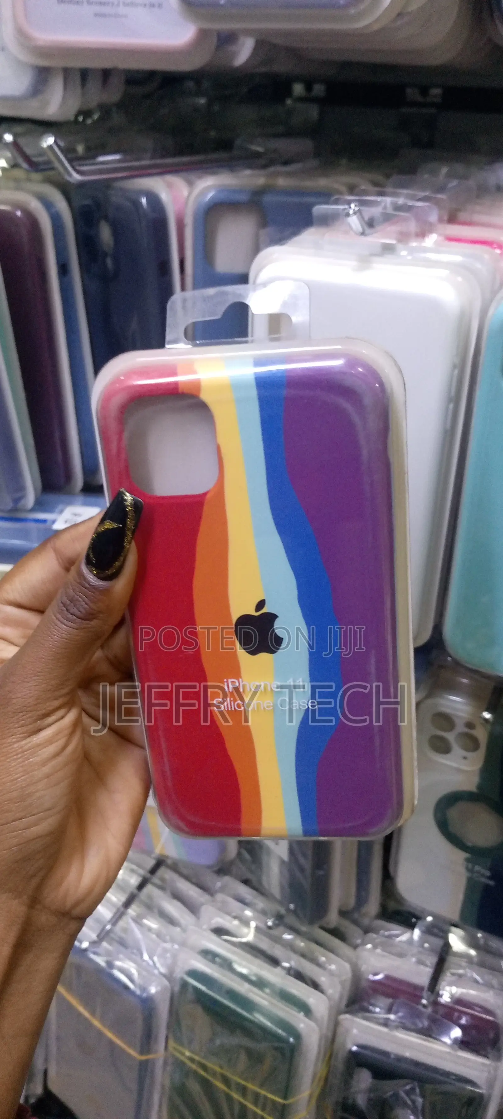 Nexvox Back Cover for Apple Logo iPhone 11 Rainbow Silicone