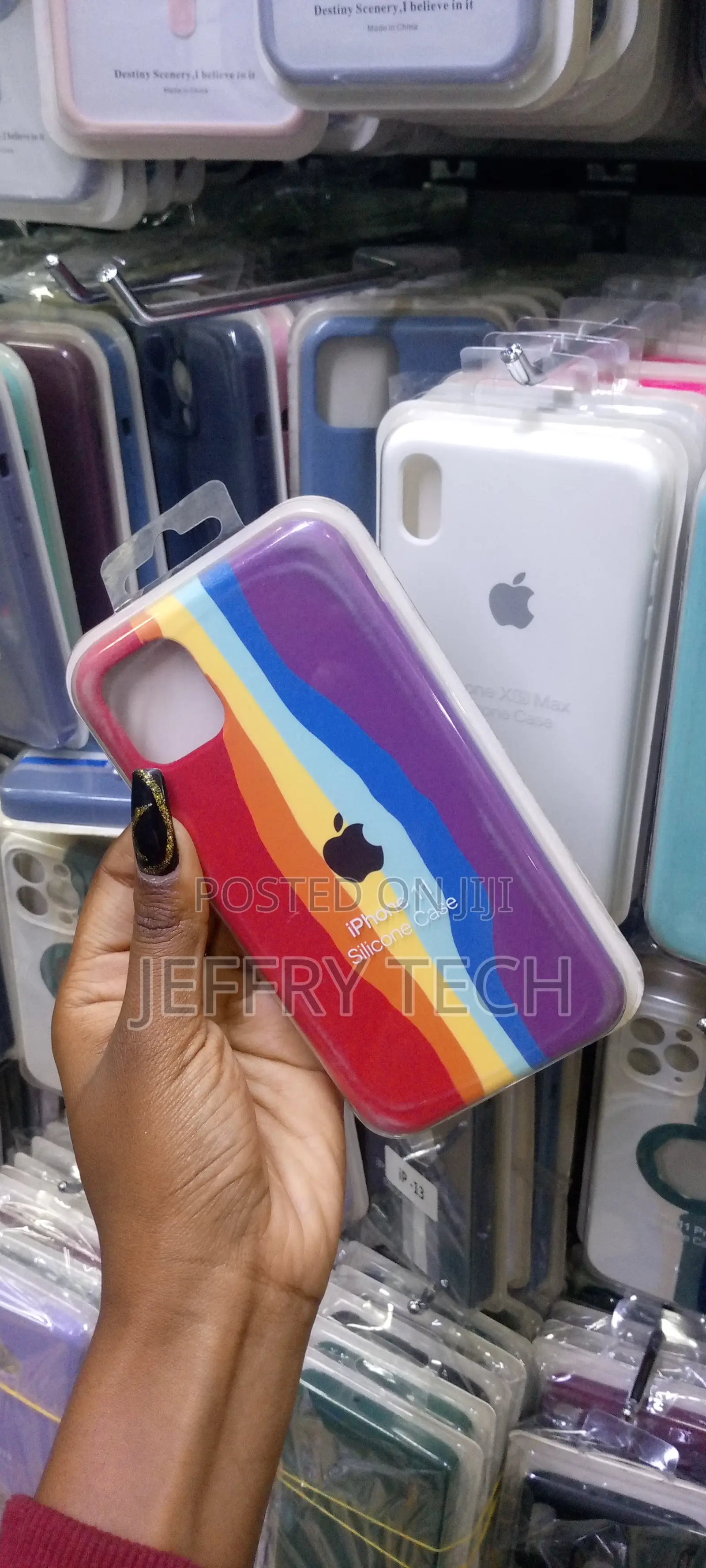 Nexvox Back Cover for Apple Logo iPhone 11 Rainbow Silicone