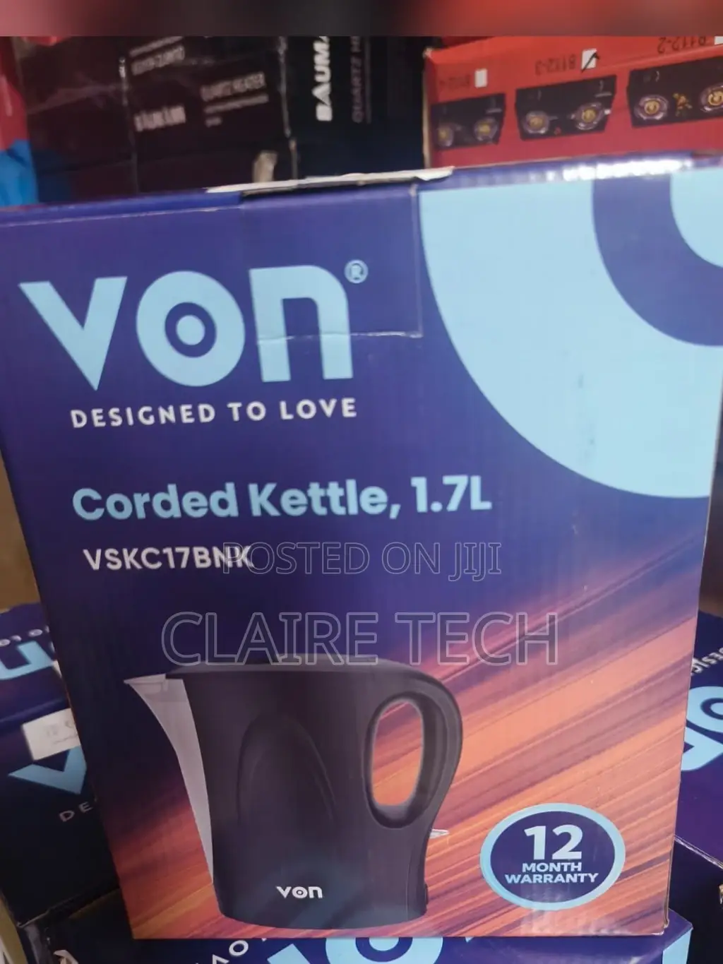 Black Von 1.7L Corded Water Kettle VSKC17BNK 