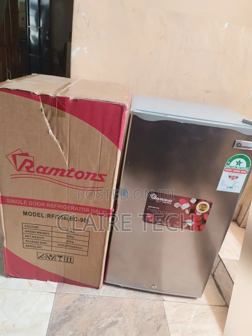 Silver Ramtons 90 Litres Single Door Fridge RF/256