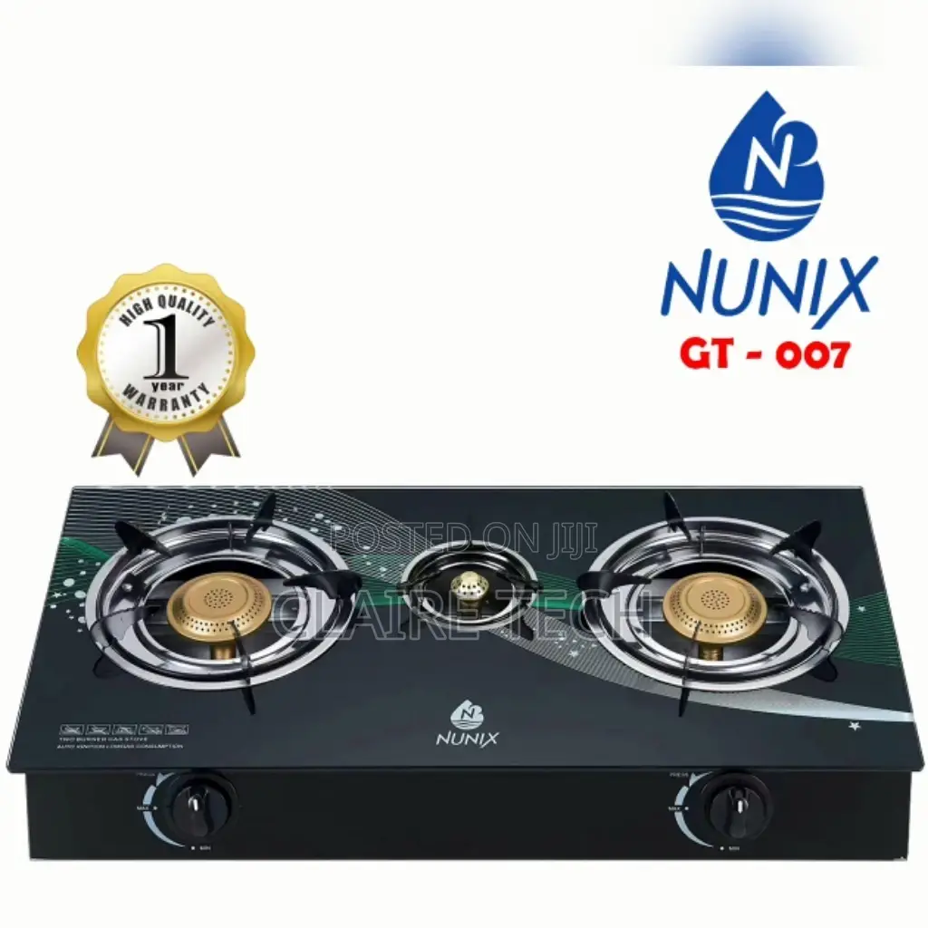GT-007 Nunix 3 Burner Glass Table Top Gas Cooker
