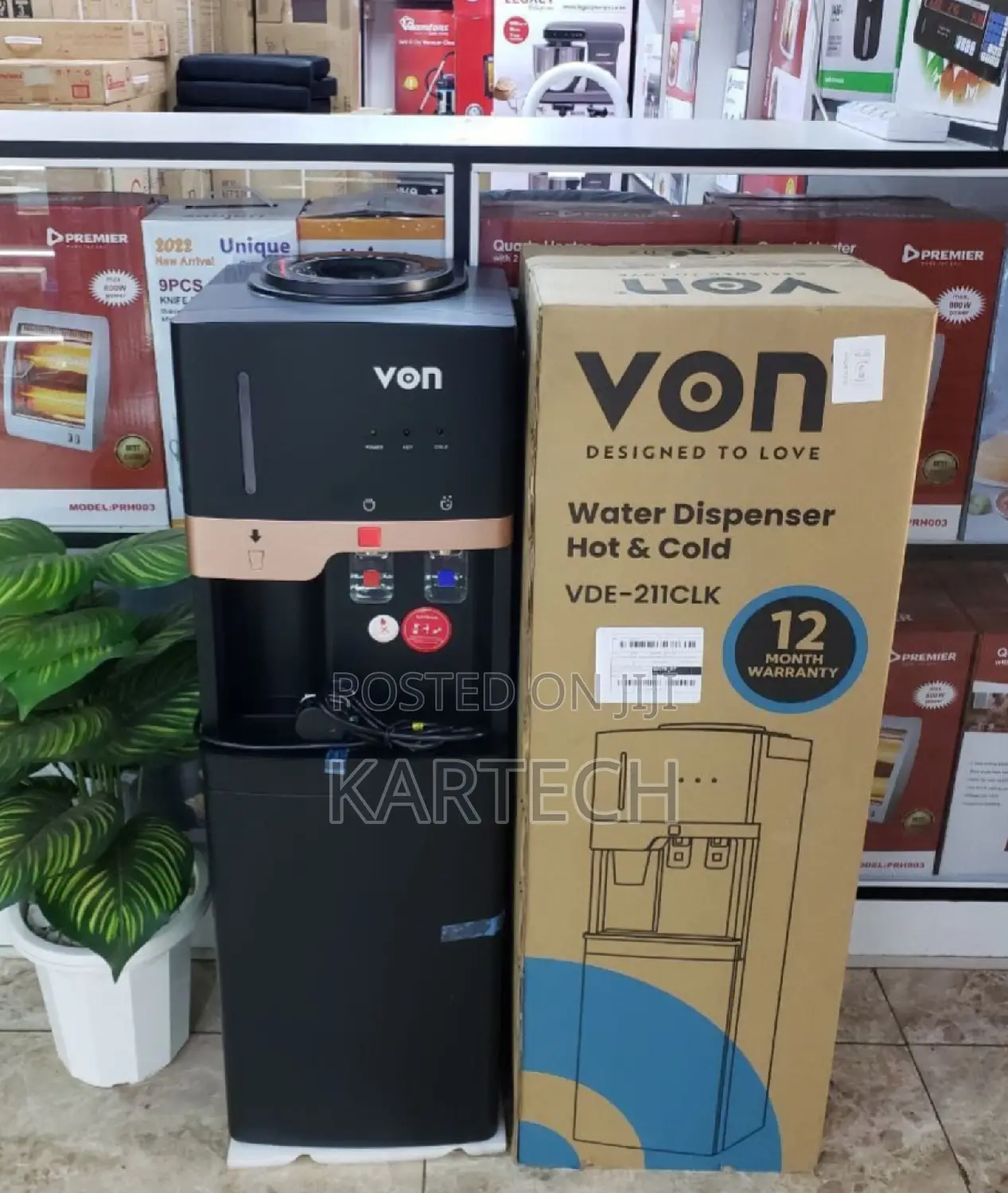 Von VDE-211CLK Hot and Cold Water Dispenser - Matte Black