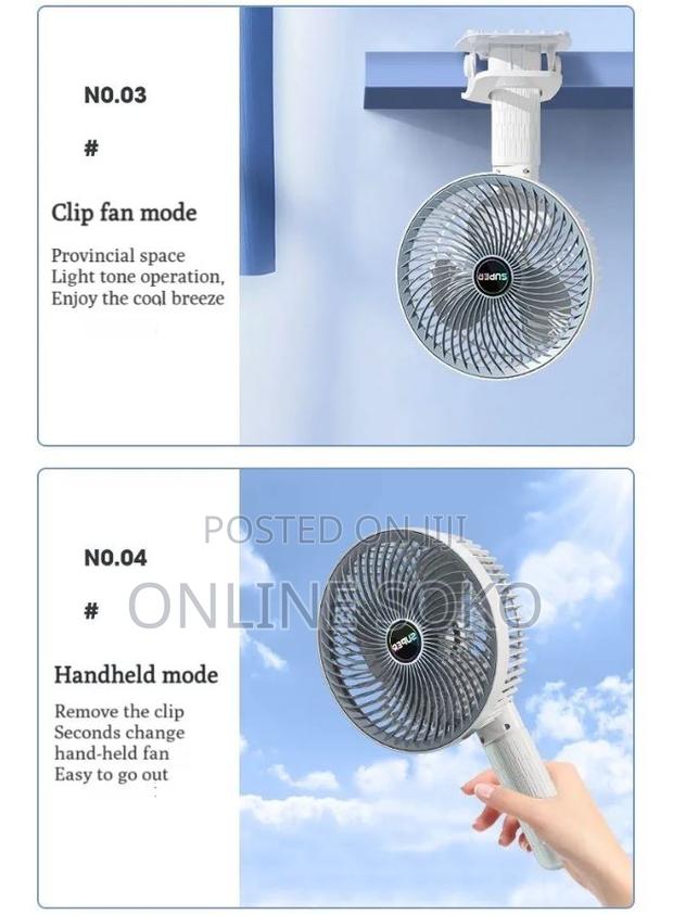 Multifunctional Portable Rechargeable Desktop Clip Mini Fan - thumbnail 5