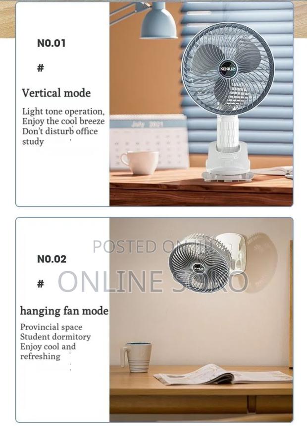 Multifunctional Portable Rechargeable Desktop Clip Mini Fan - thumbnail 3