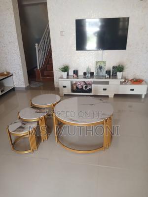 Coffee Table 80cm Diameter Plus Three Nesting Stools) - thumbnail 2