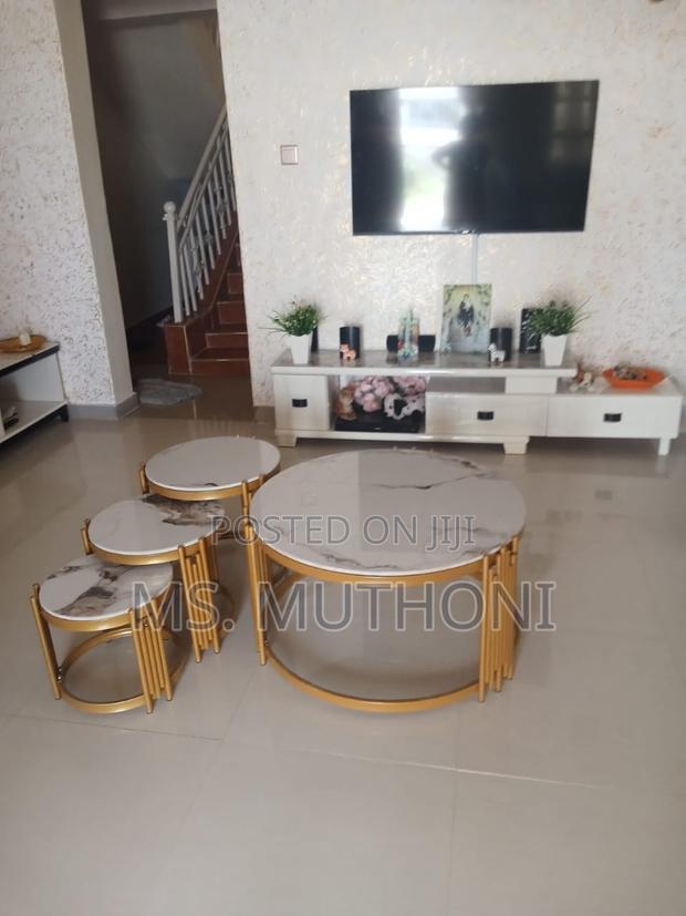 Coffee Table 80cm Diameter Plus Three Nesting Stools) - main view