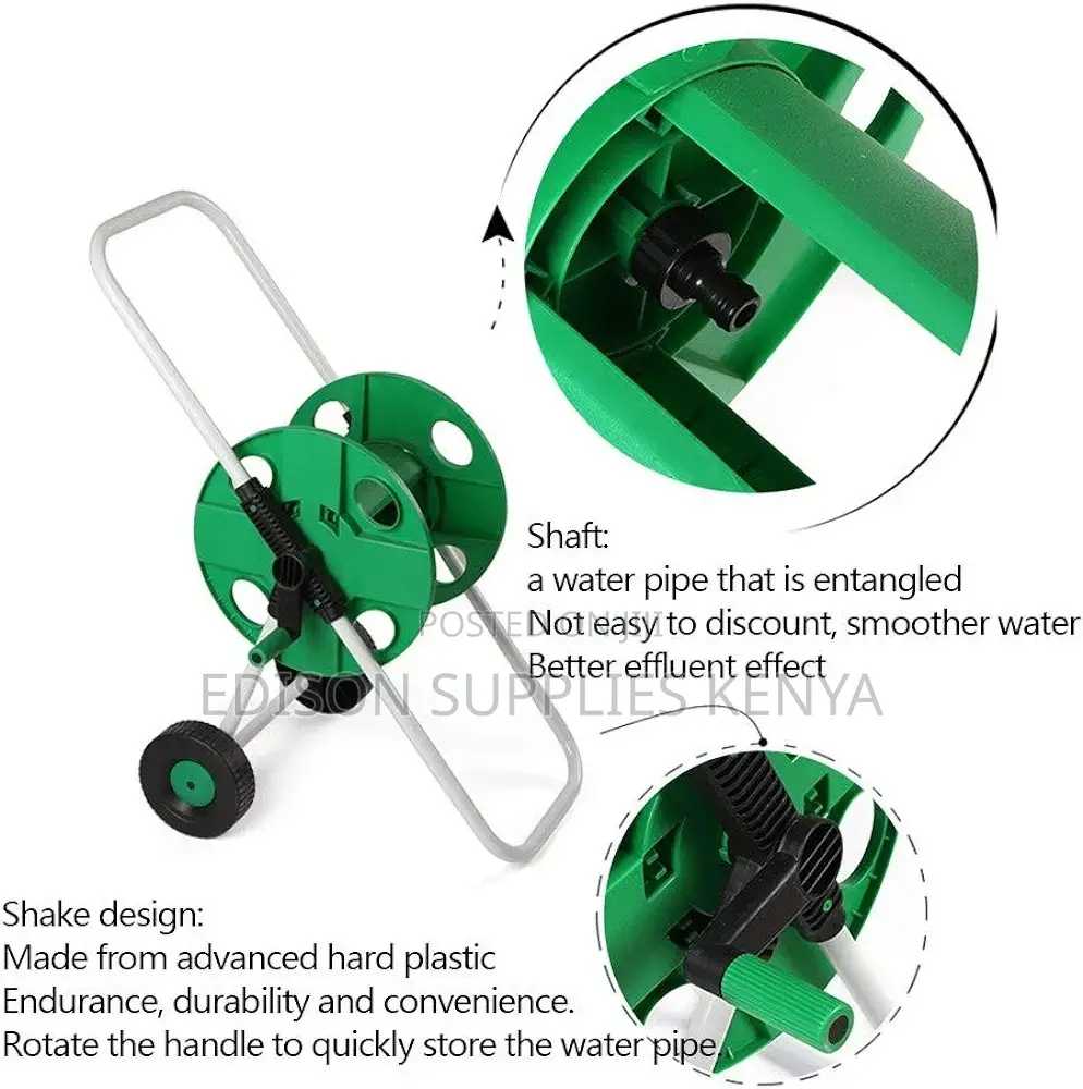 Garden Hose Reel for Hose Pipes Trolley Wt Wheels 45 Metres