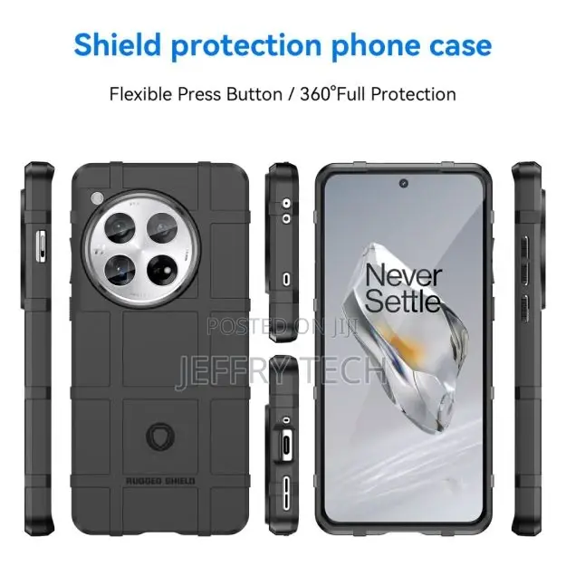 Rugged Shield Oneplus 12 Cover - Black
