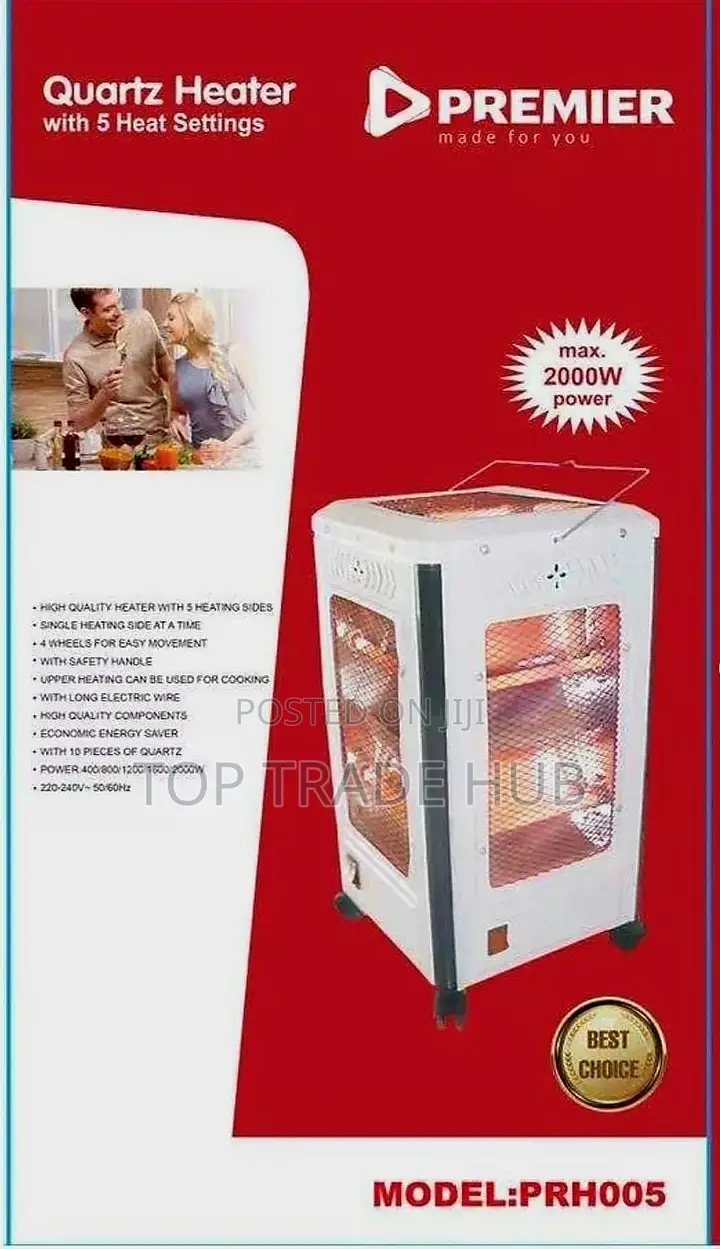 Premier Quartz Room Heater 2000w With 5 Settings