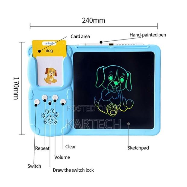 2 in 1 Educational LCD Writing Pad With Talking Flashcard - main view