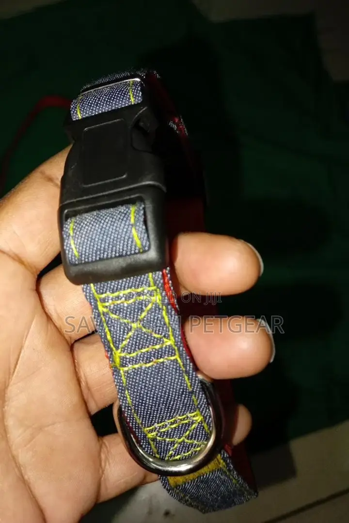 DENIM Designer Dog Collar and Lead Set - Large Size