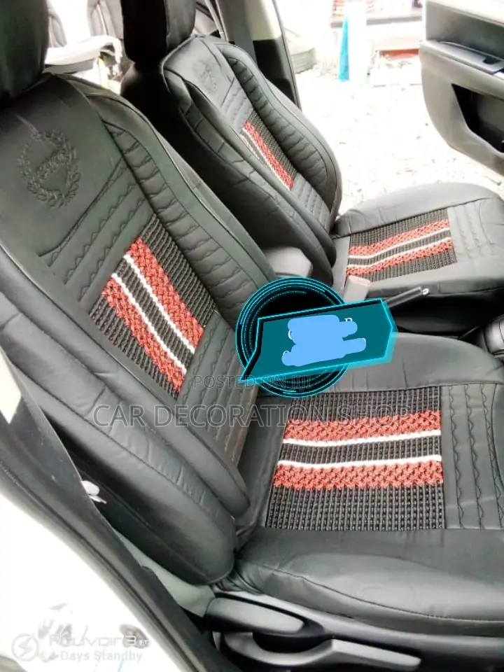 5 Seater Car Fitted With Black Seat Cushion With Red Stitche