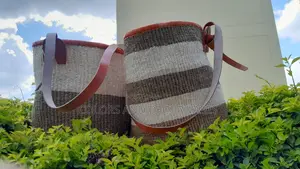 Baskets With Leathered Handles Size 14 Inches
