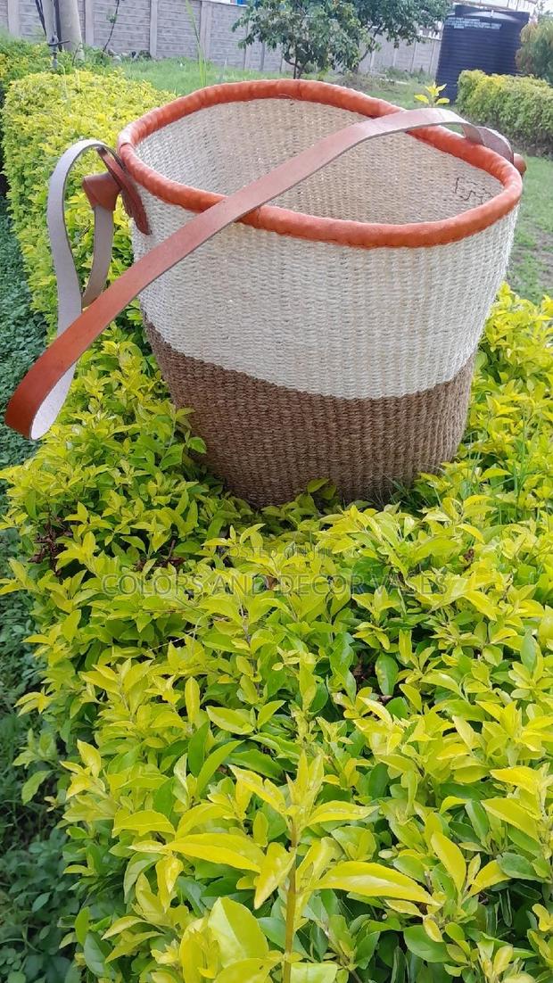 Baskets With Leathered Handles Size 12 Inches
