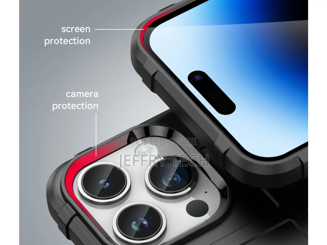 Apple iPhone 15 Pro Max Rugged Shield Anti-Shock Case Black